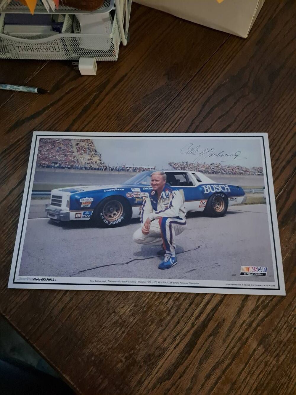 VINTAGE Cale Yarborough AUTOGRAPH NASCAR Grand Champion Poster 11x17 WINSTON